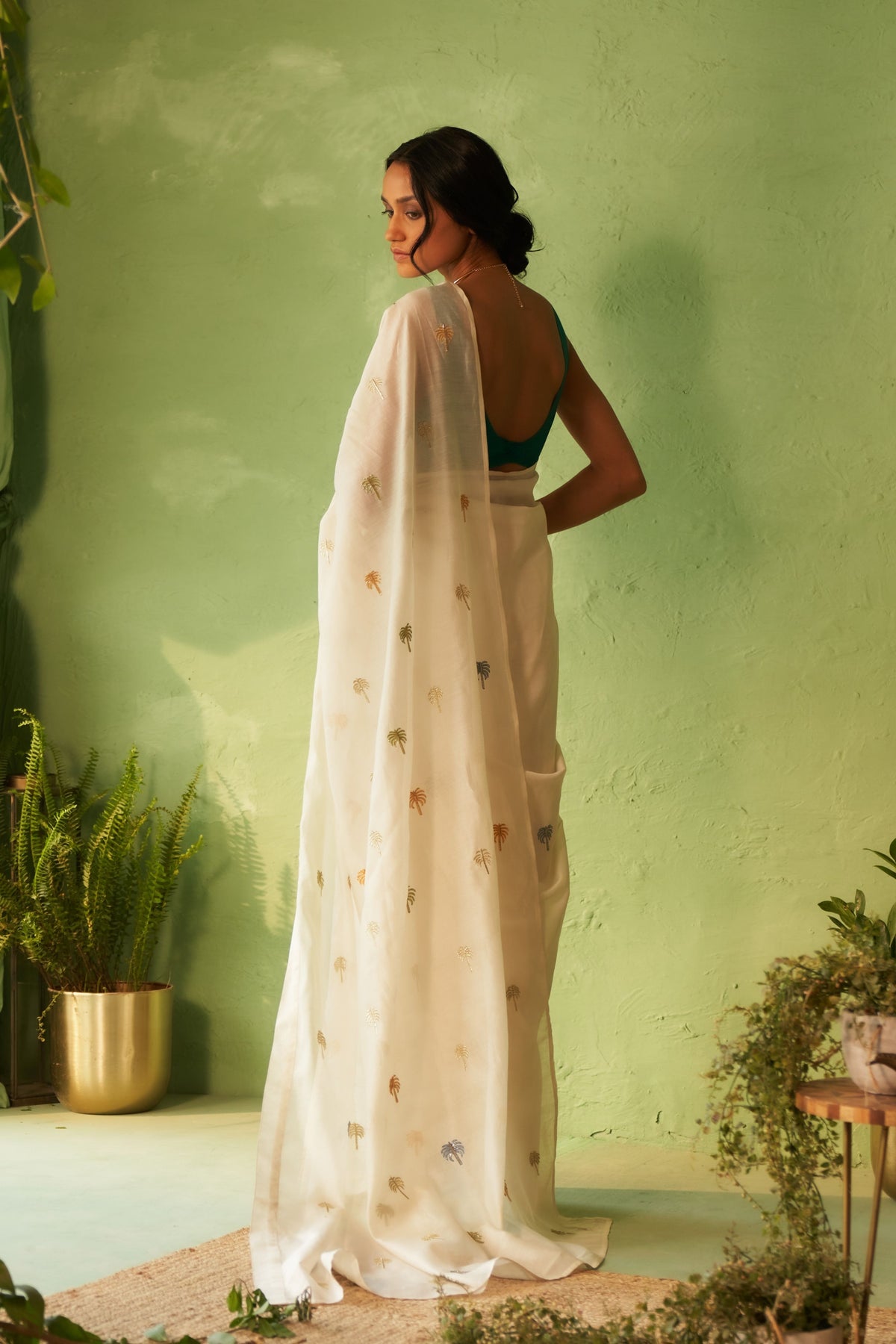 Peacock Green Saree Set