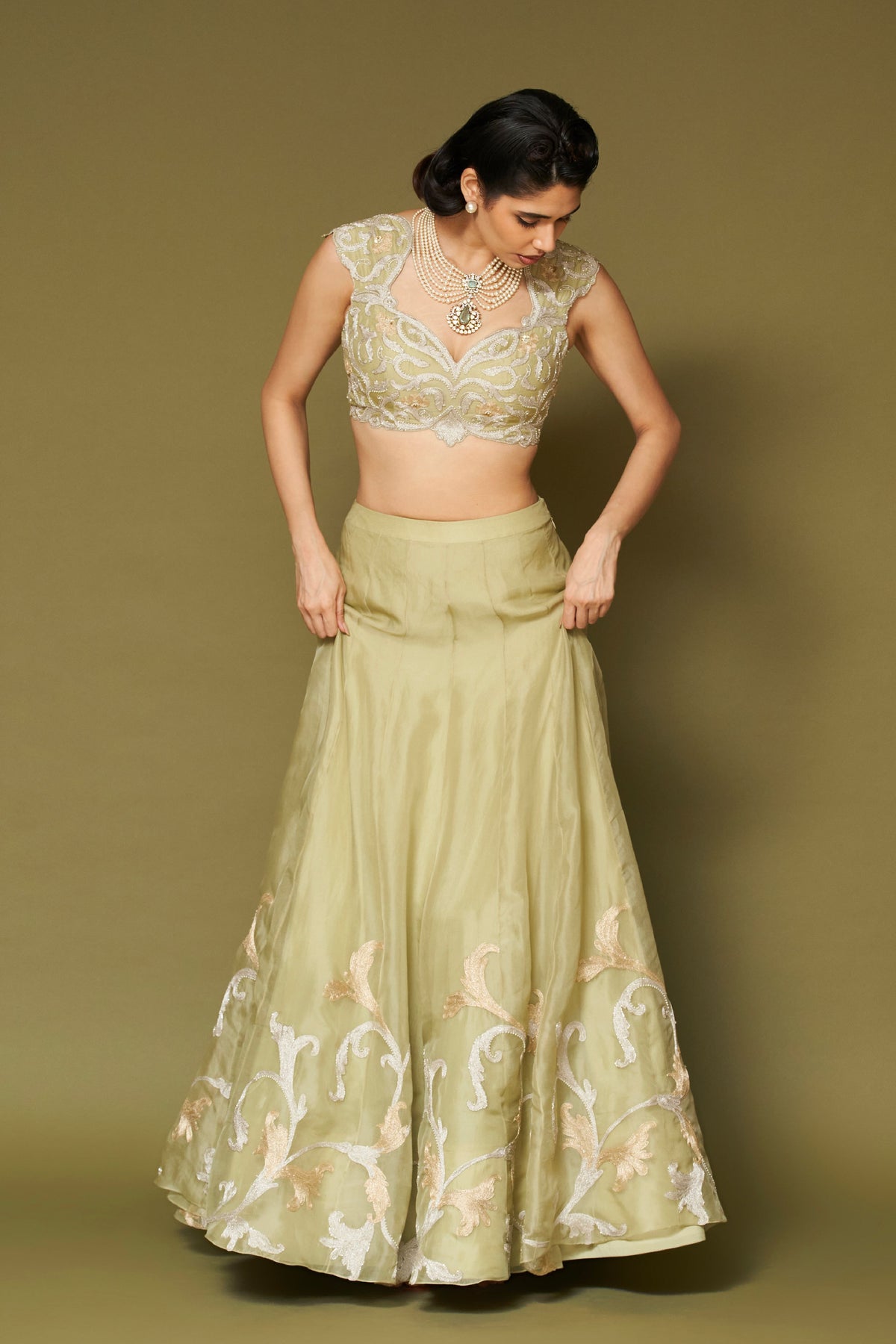 Pistachio Embroidered Lehenga Set