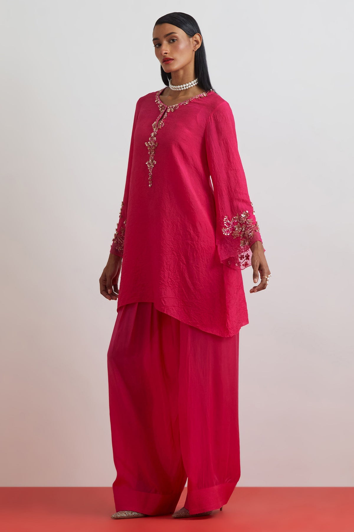 Embroidered Beaded Tunic Set