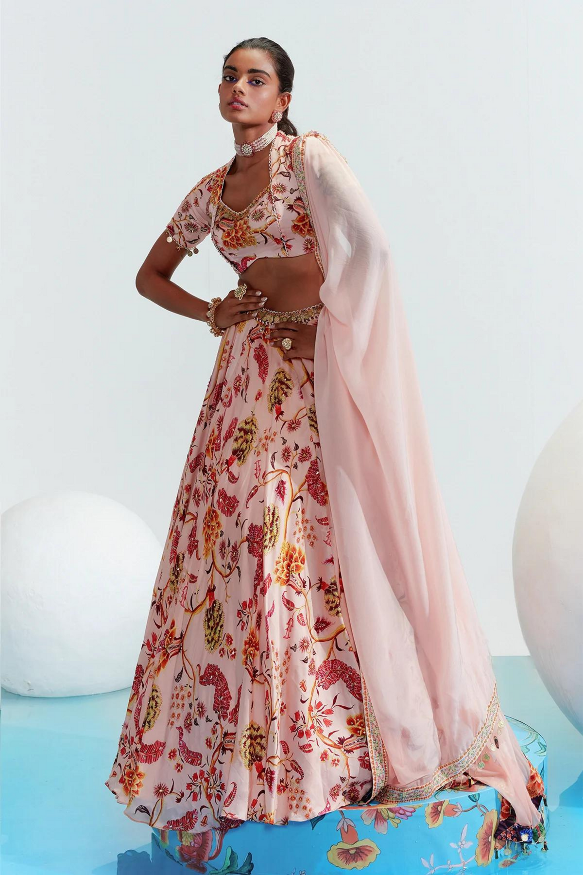 Tara Nude Embroidered Lehenga Set