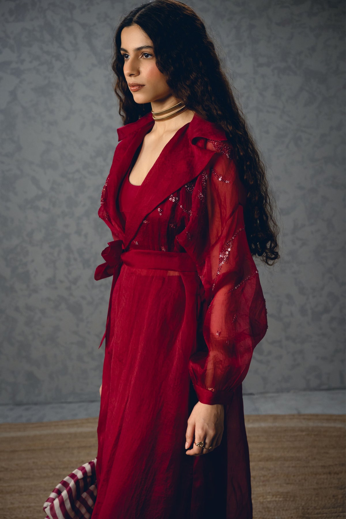Nami Maroon Jacket Set