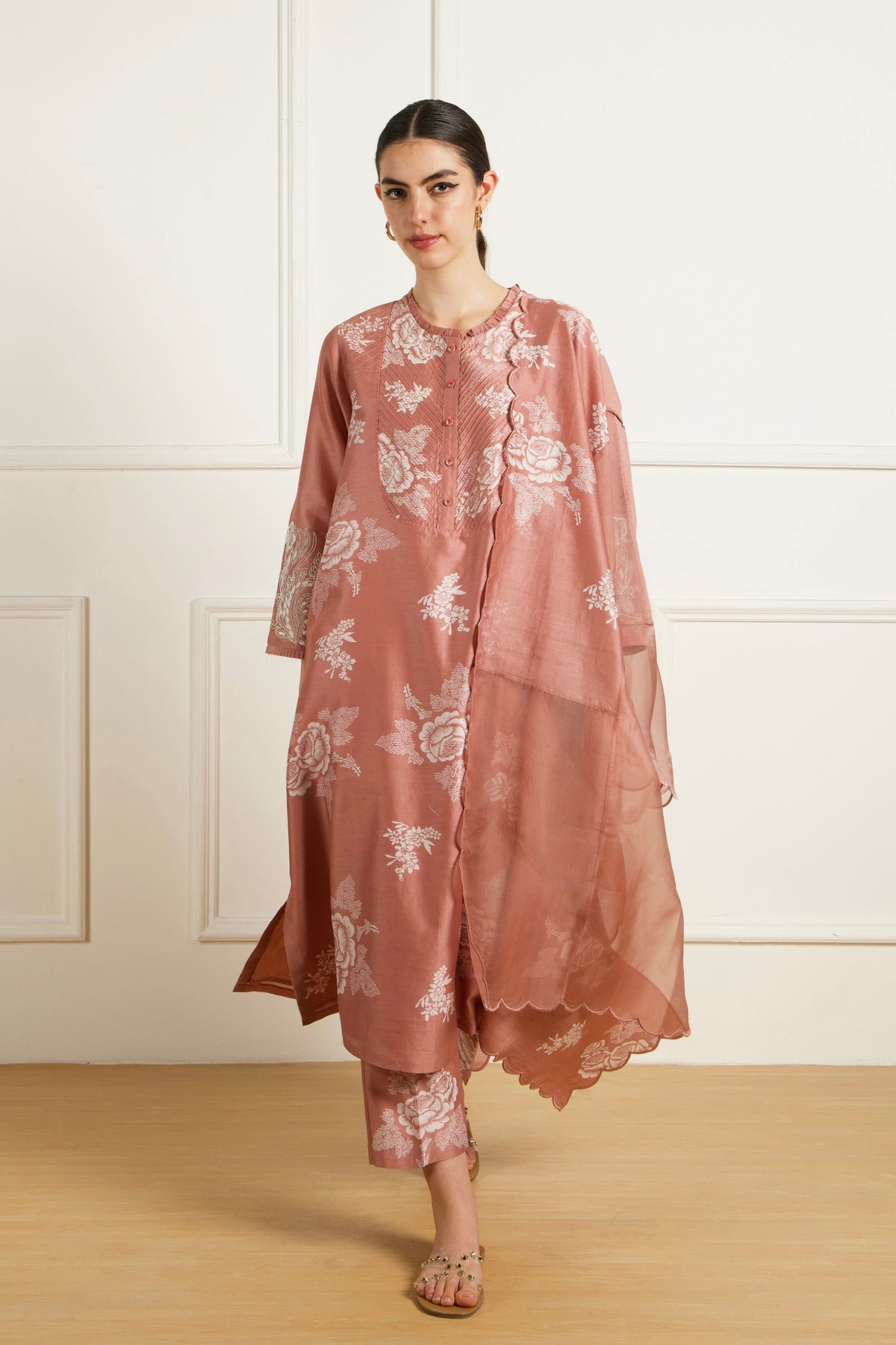 Almond Discharge Print Kurta Set