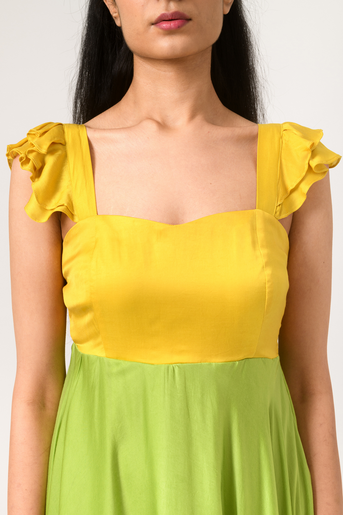 Yellow green umbrella dress