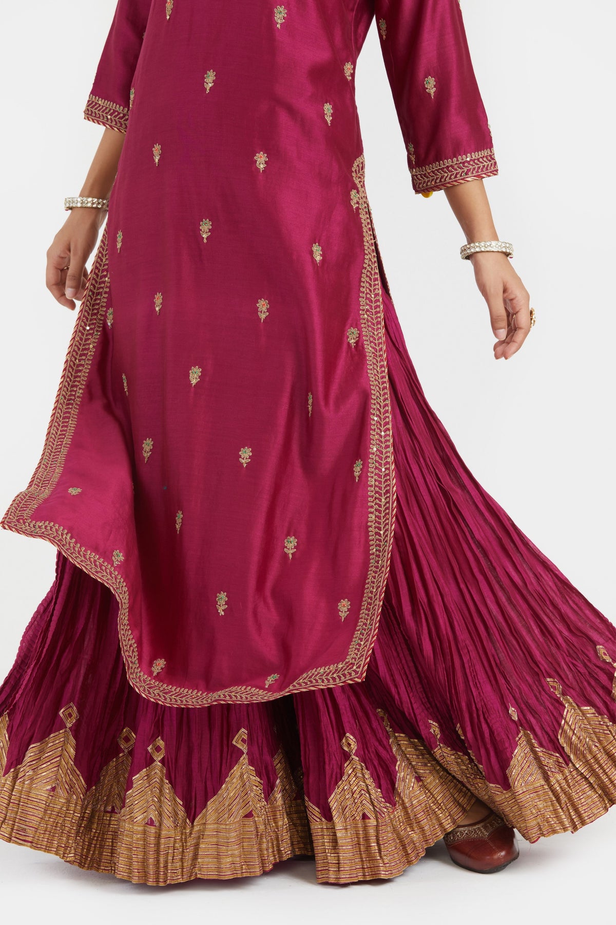 Fuchsia Chanderi Sharara Set