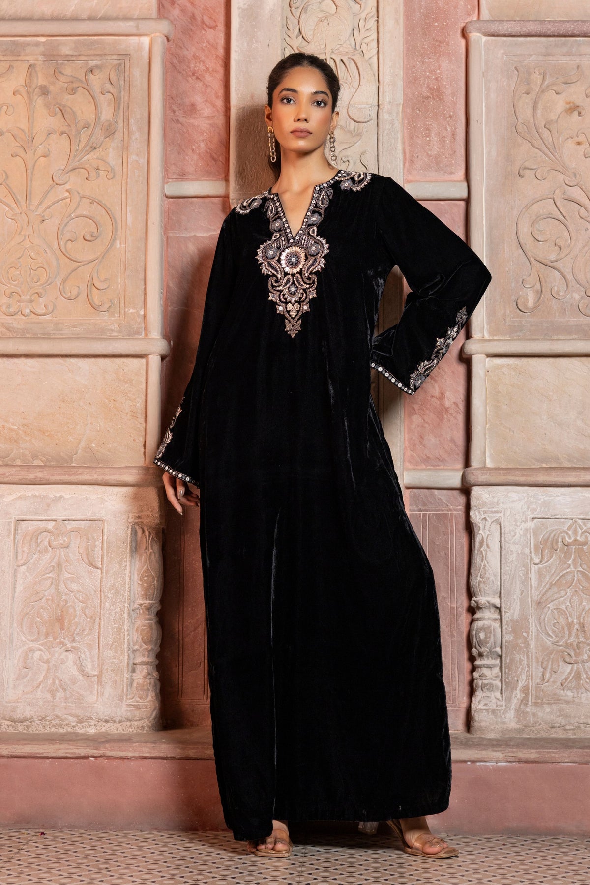 Black Embroidered Kaftan