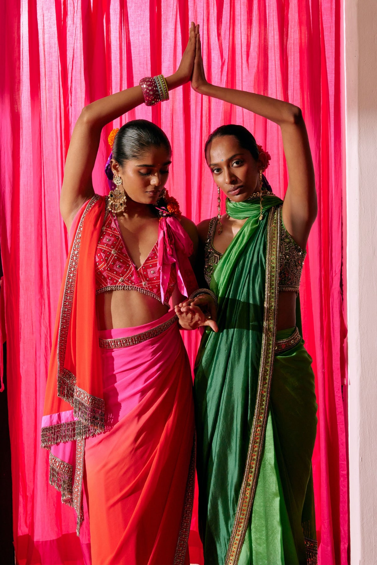 Green Ombre Saree Set