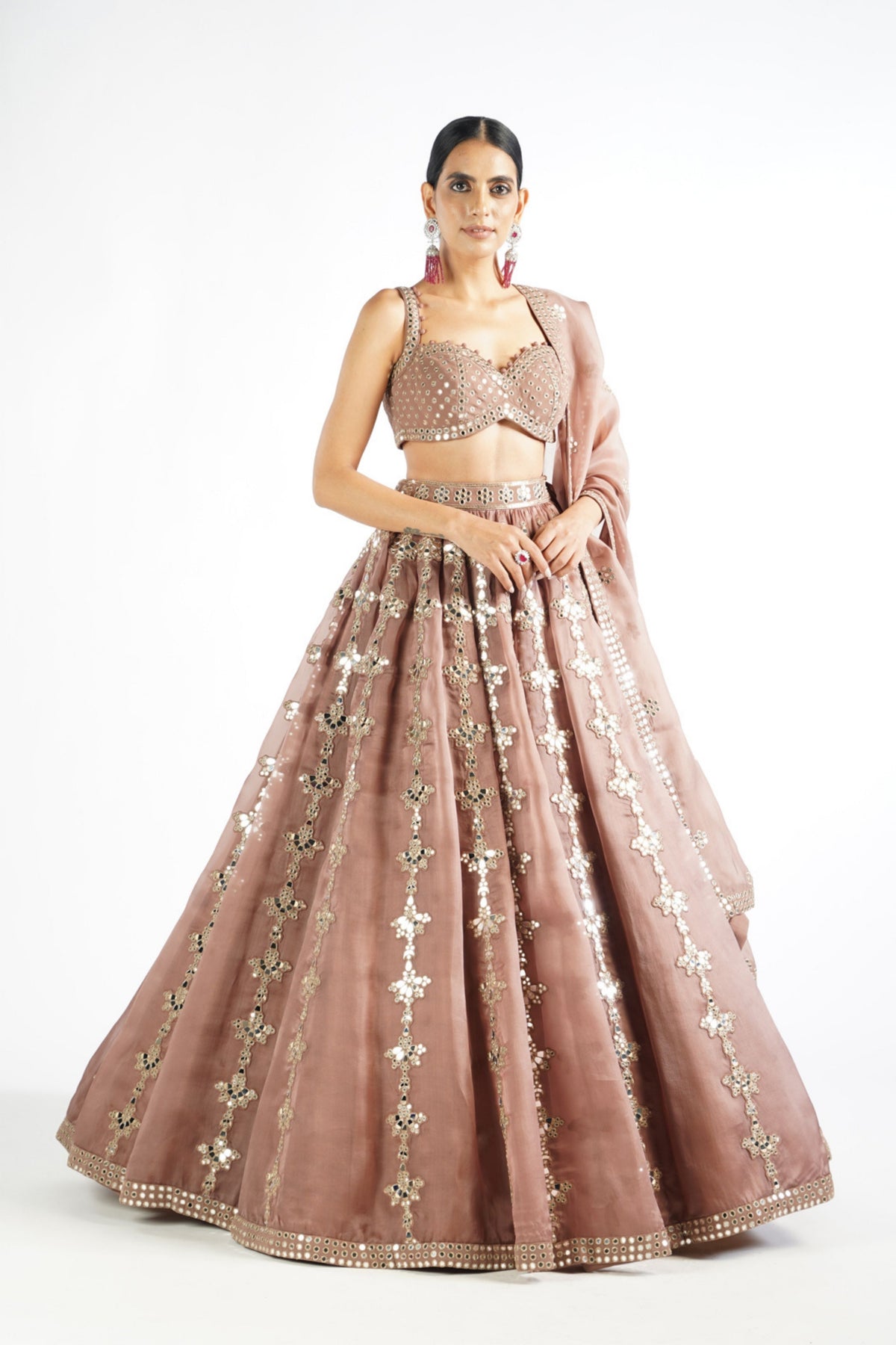 Deep Beige Chandelier Drop Lehenga Set