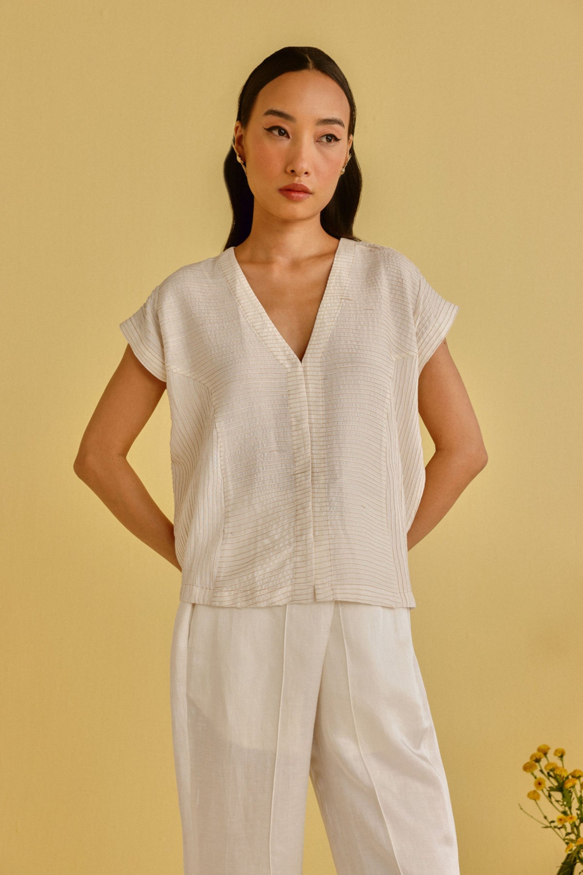 Pintuck Gilet With Pants