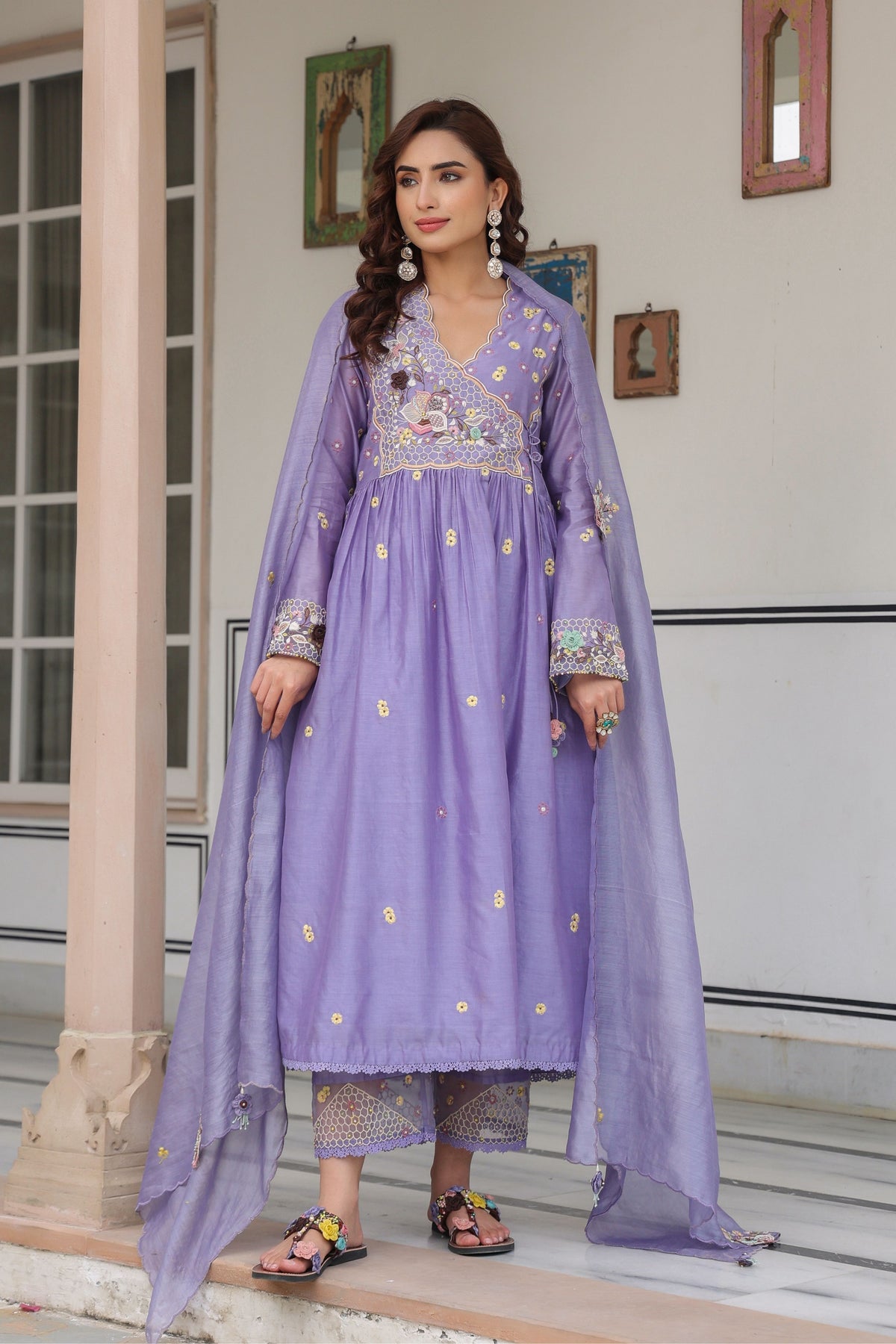Gulzar Lilac Frockstyle Kurta Set