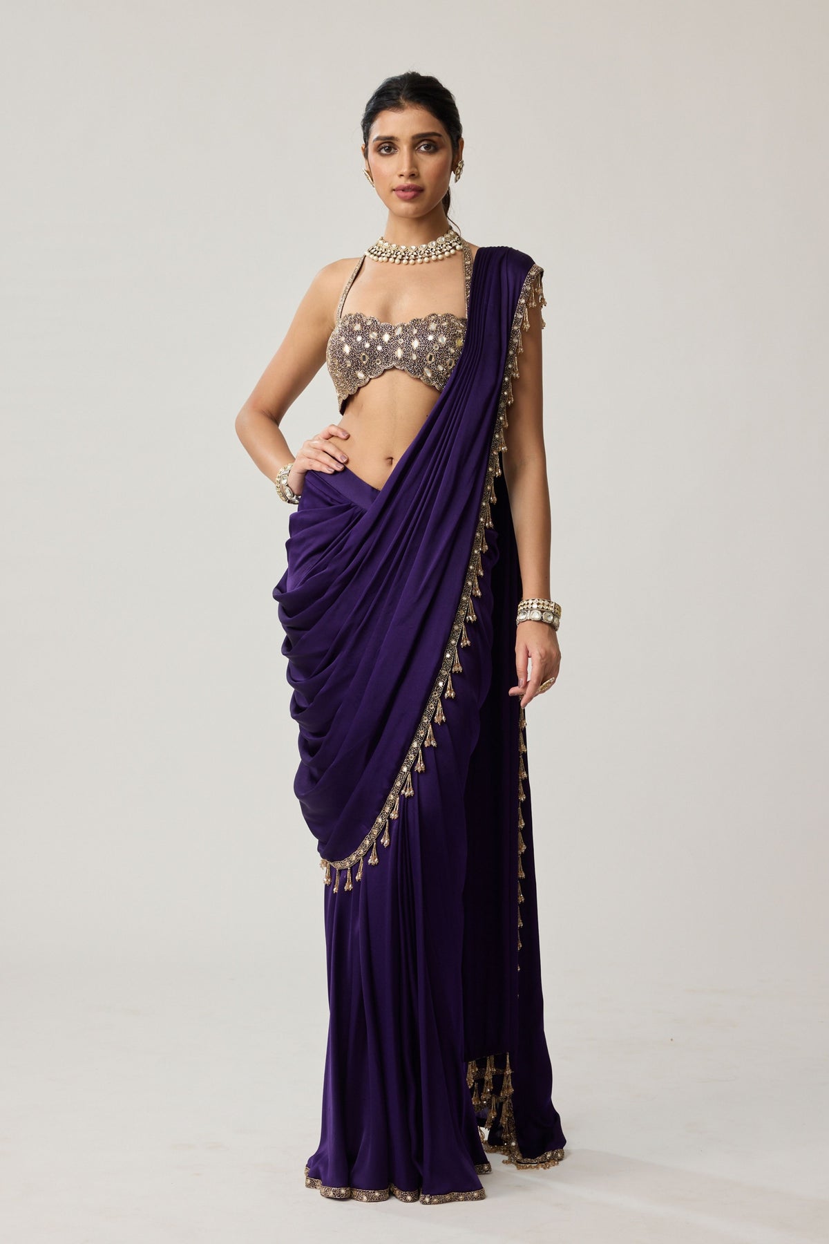 Royalty Purple Draped Saree Set
