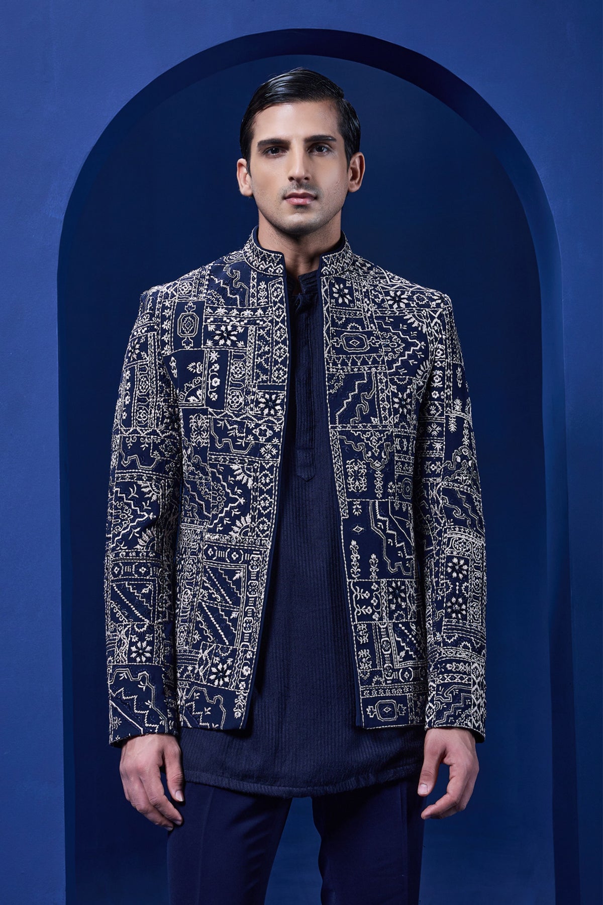 Elegant Navy Jacket Set