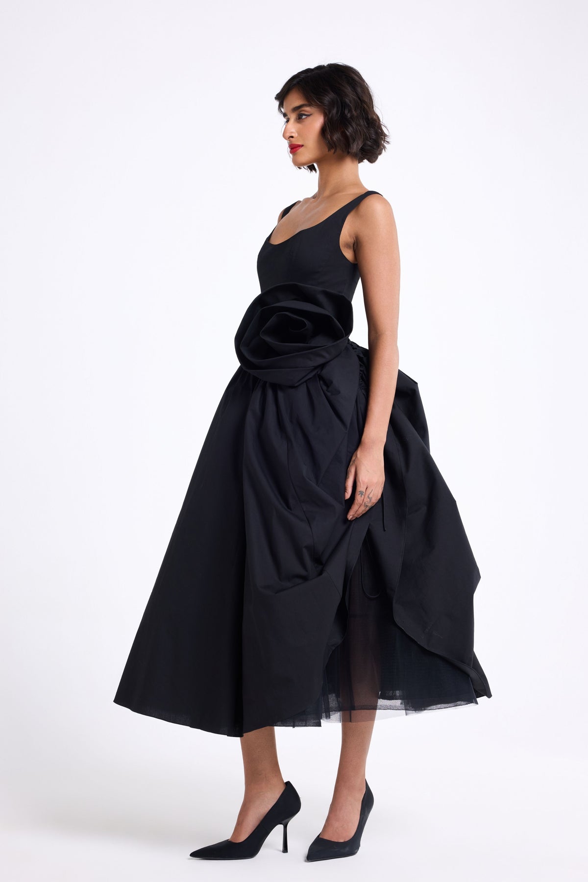 Black U-Neck Midi