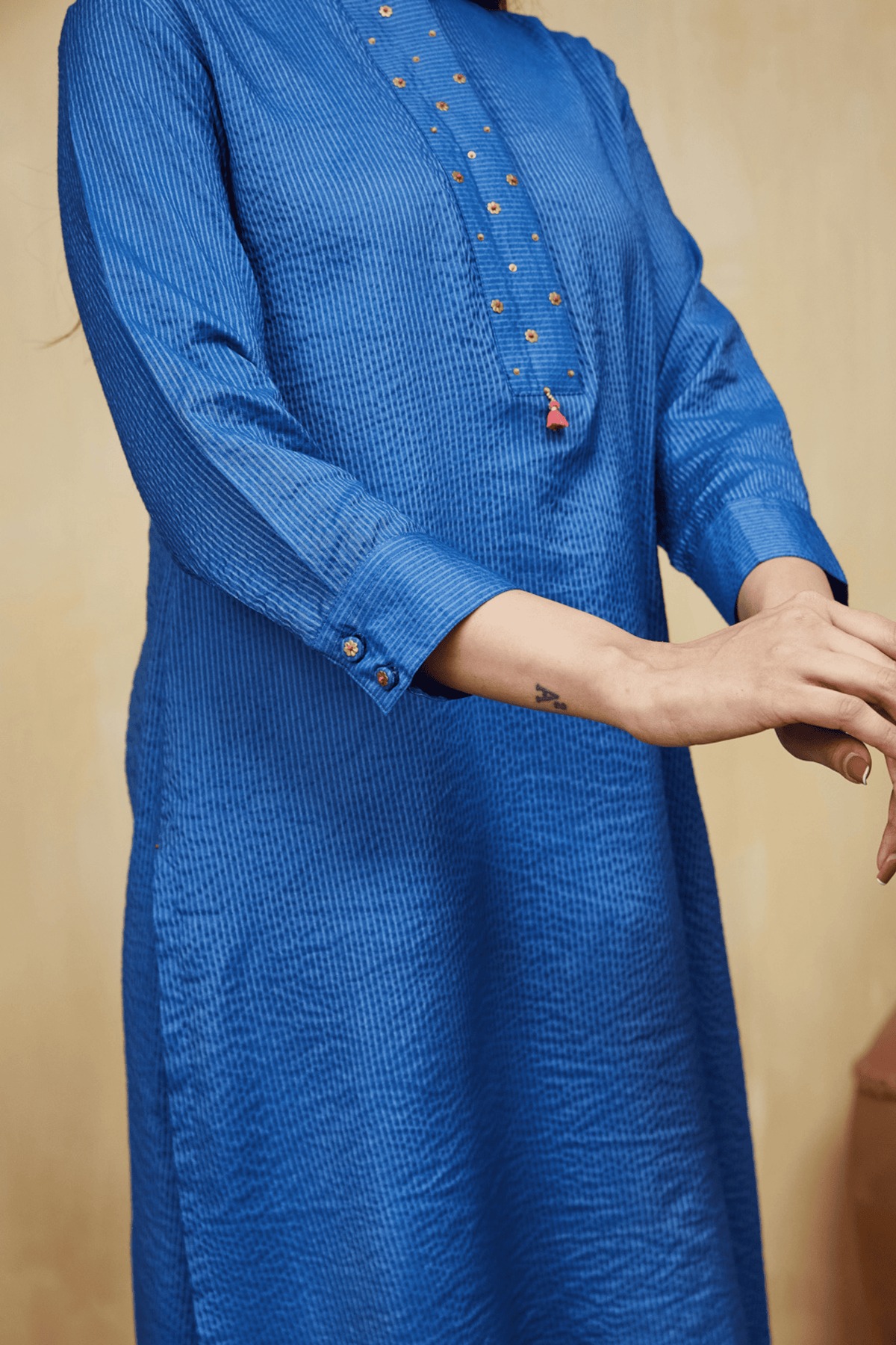 Blue Hand Embellished Zayna Kurta
