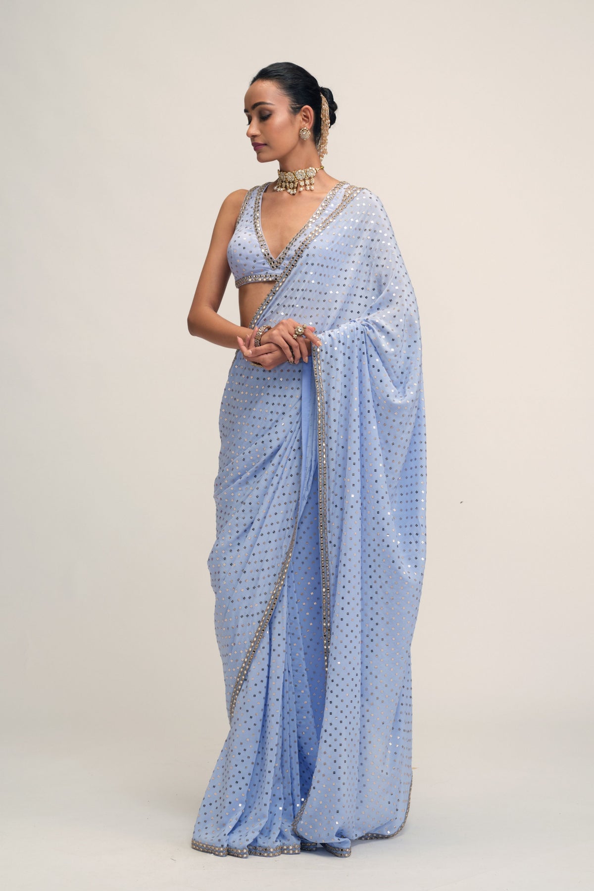 Dew Embroidered Saree Set