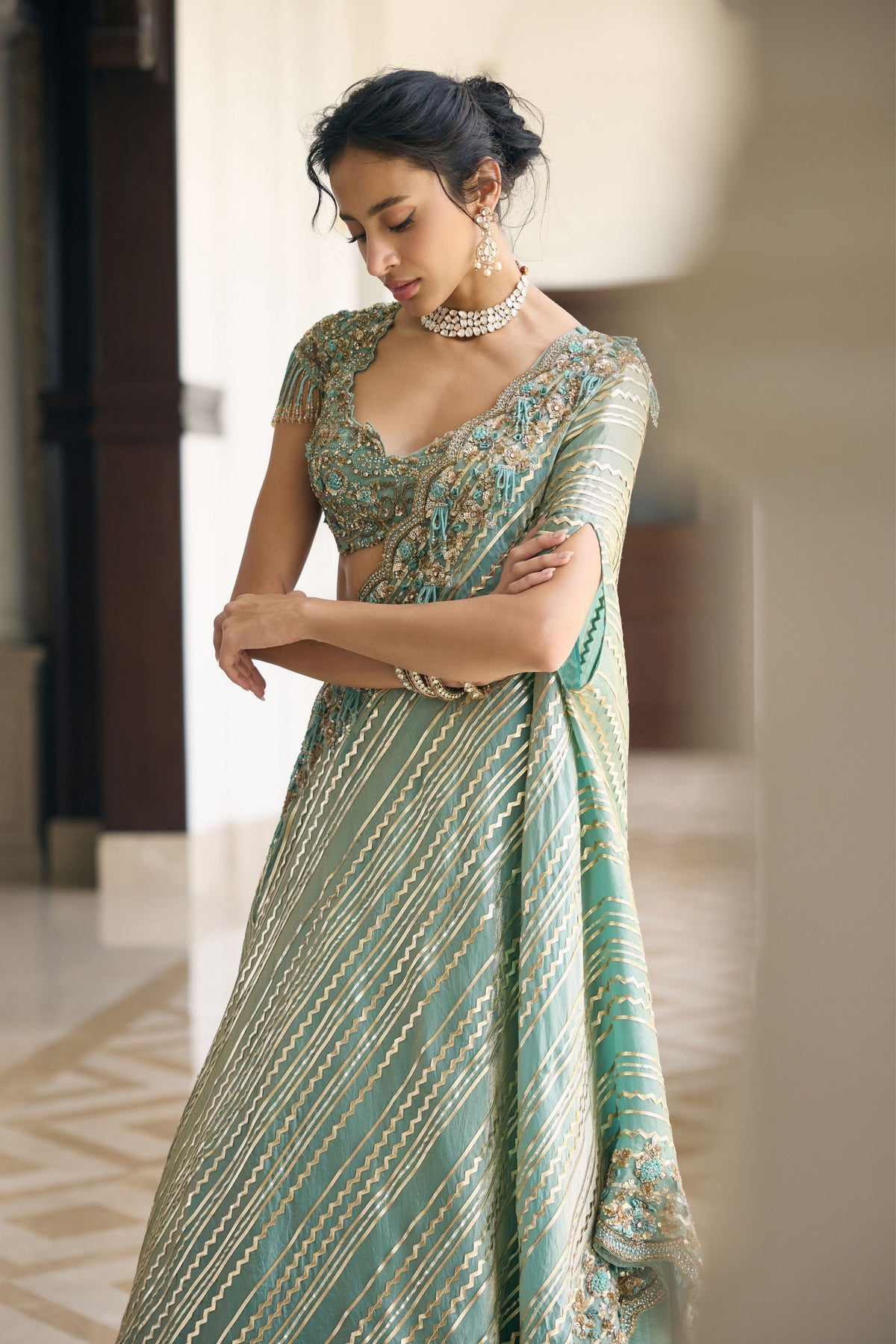 Caladium Cape Lehenga Set
