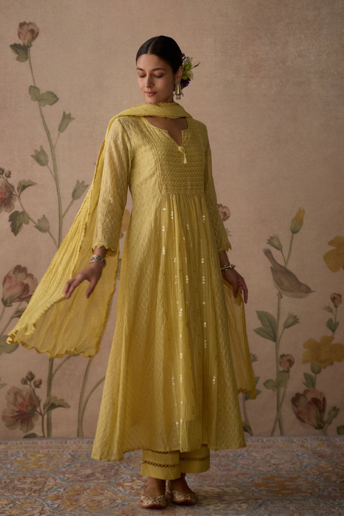 Lemon Yellow A-line Kurta Set