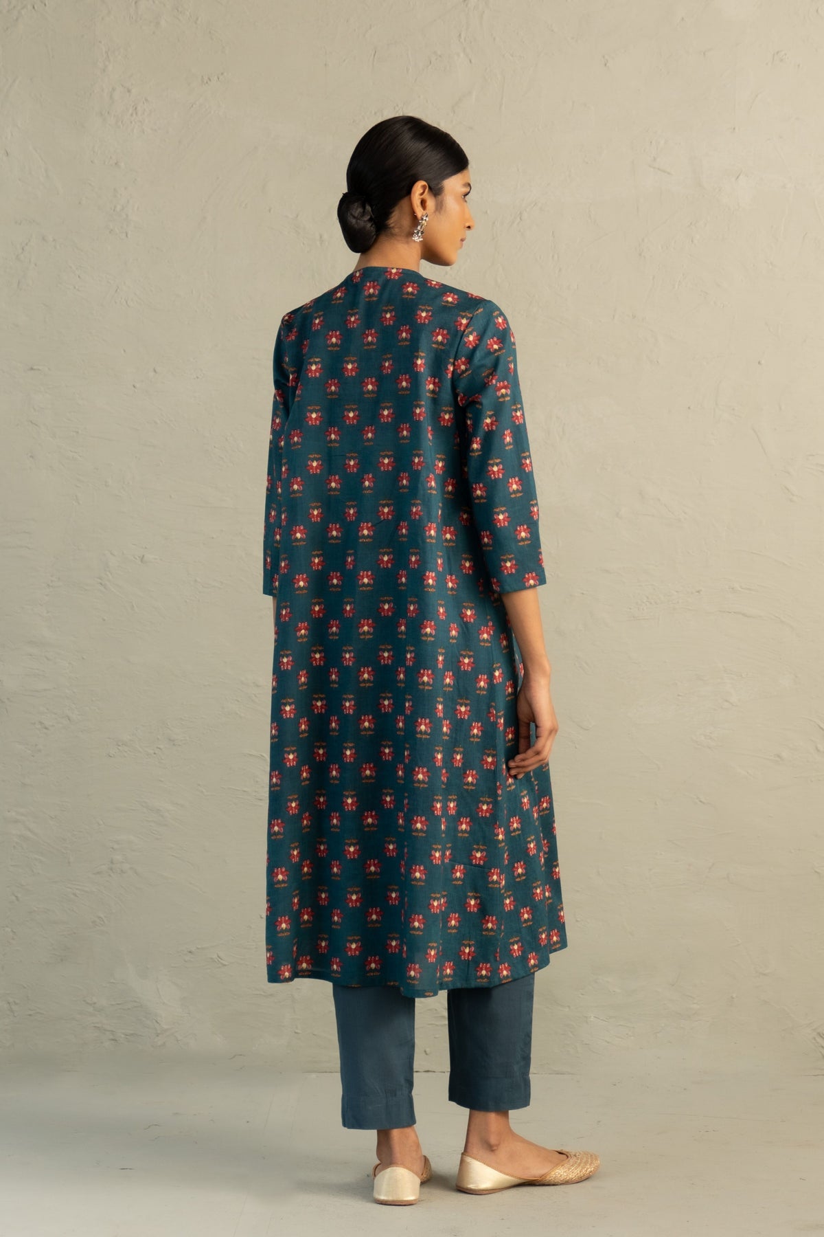 Teal Pintuck Kurta Set