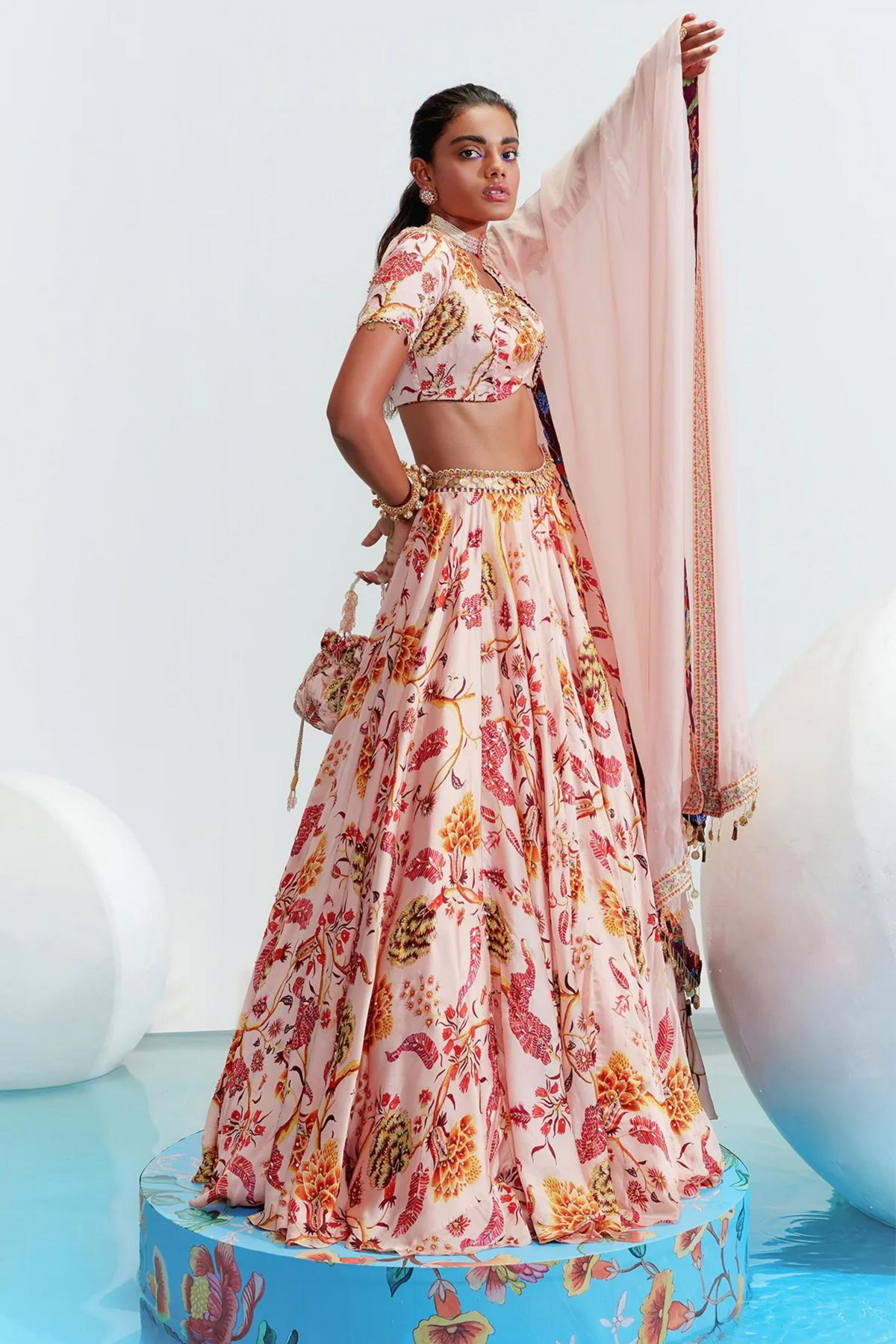 Tara Nude Embroidered Lehenga Set