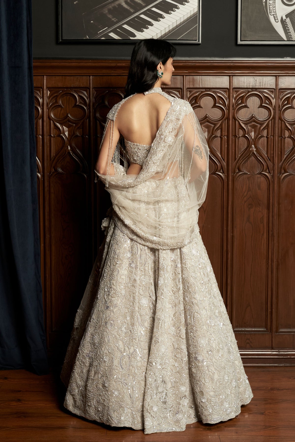 Grey Bridal Lehenga Set
