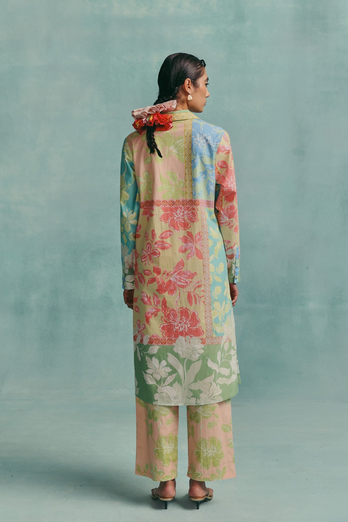 Patchwork Collared Kurta Set