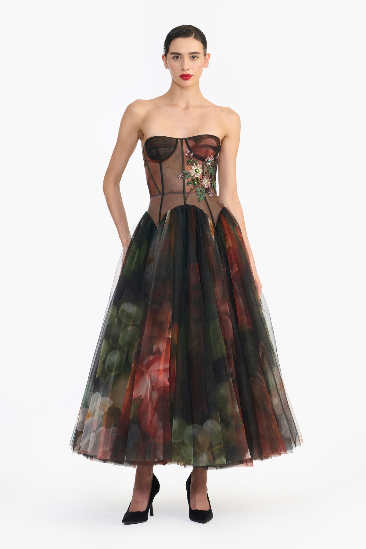 Drop Waisted Corseted Midi