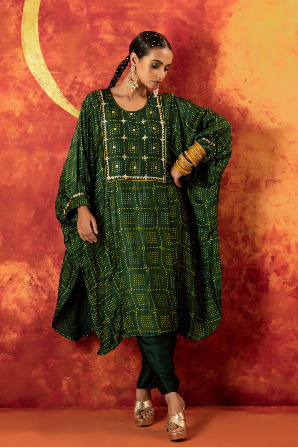 Sitara Green Kaftan Set