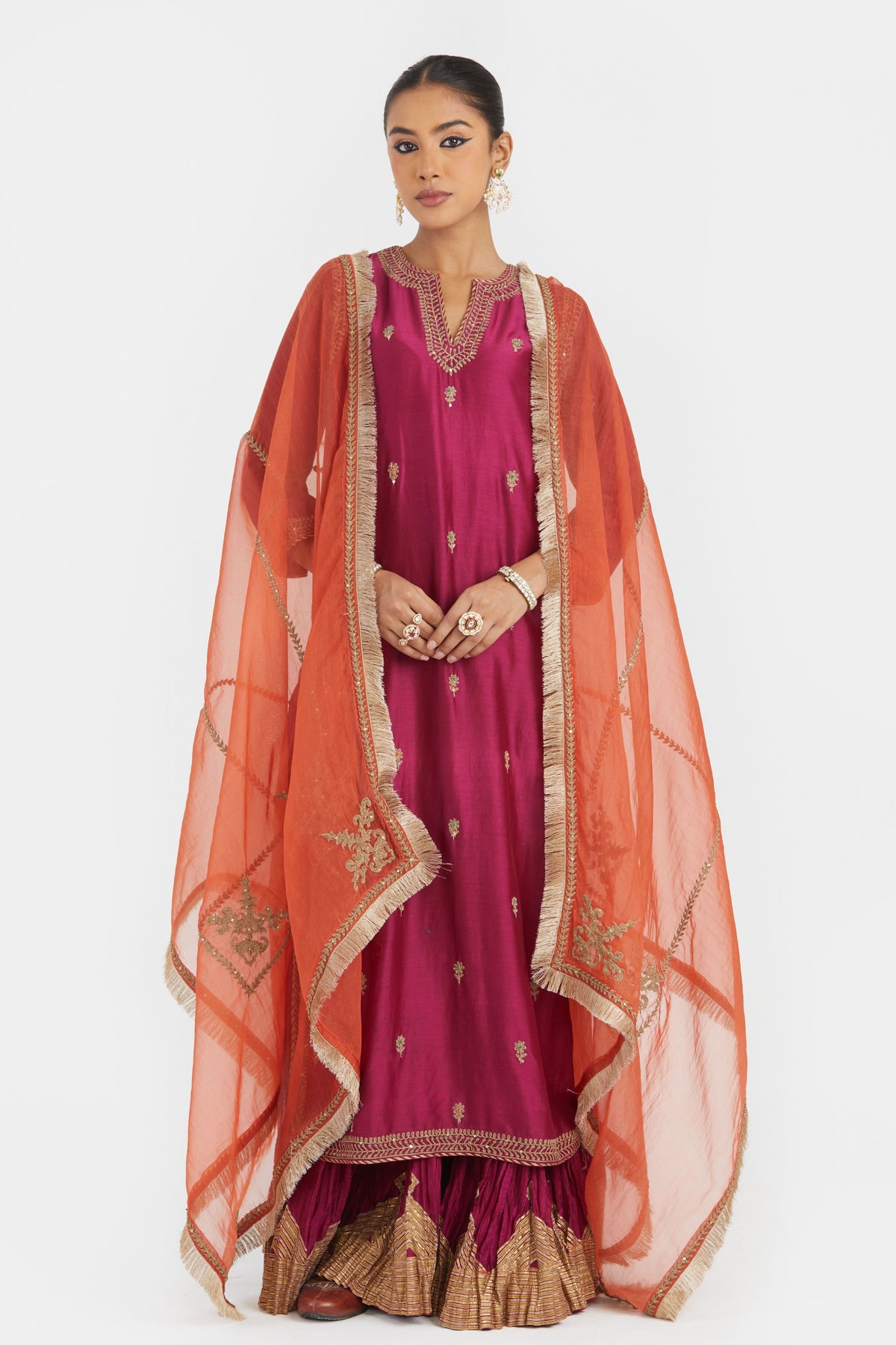 Fuchsia Chanderi Sharara Set
