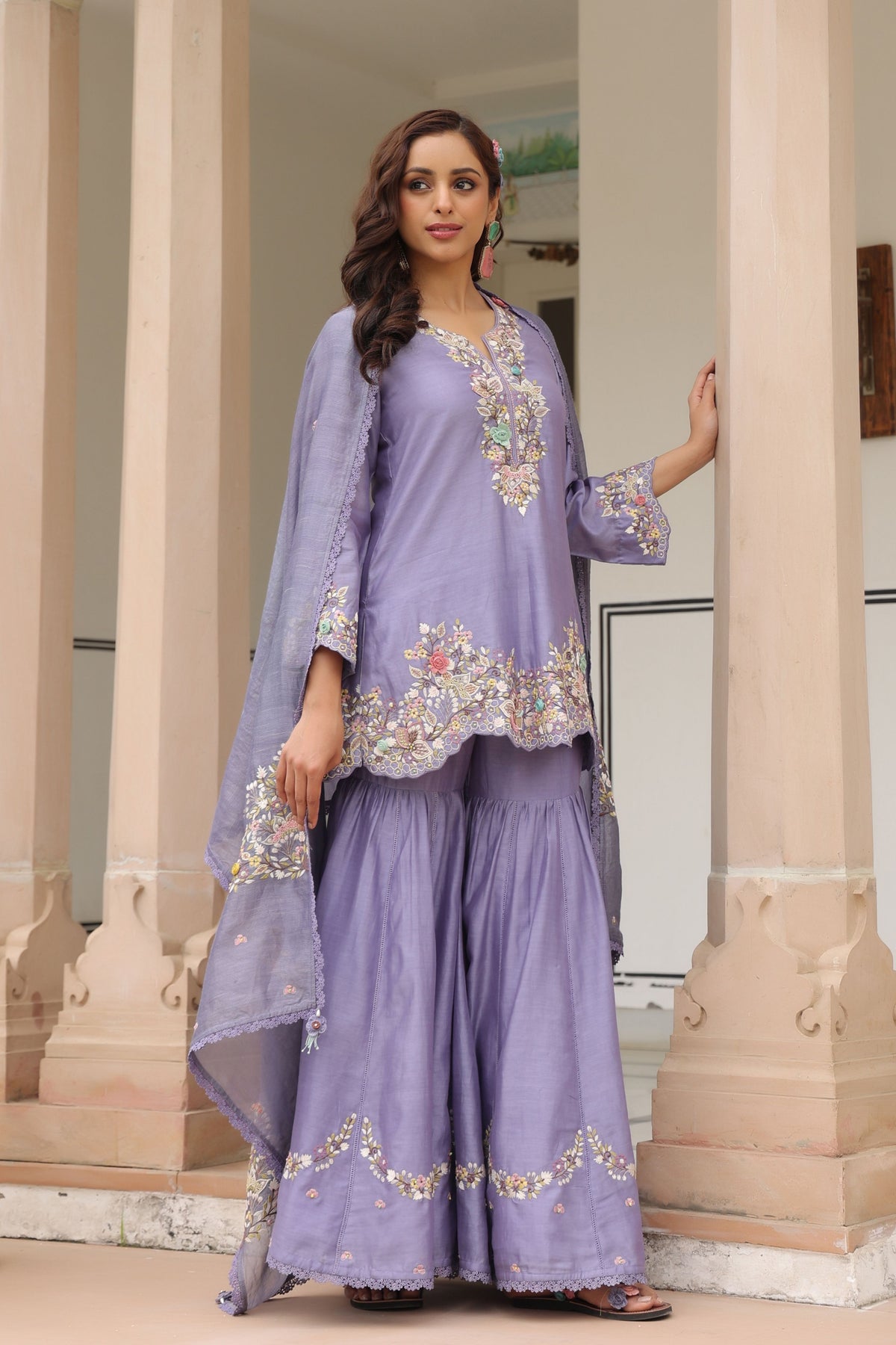 Gulzar Lilac Sharara Set