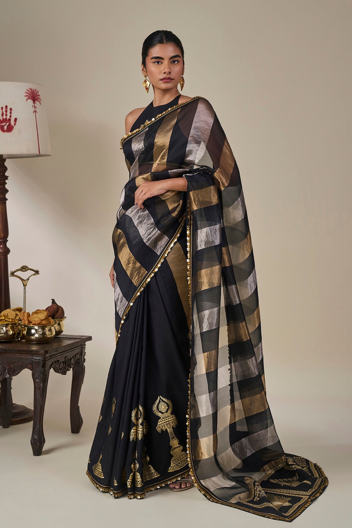 Black The Glided Lantern Saree