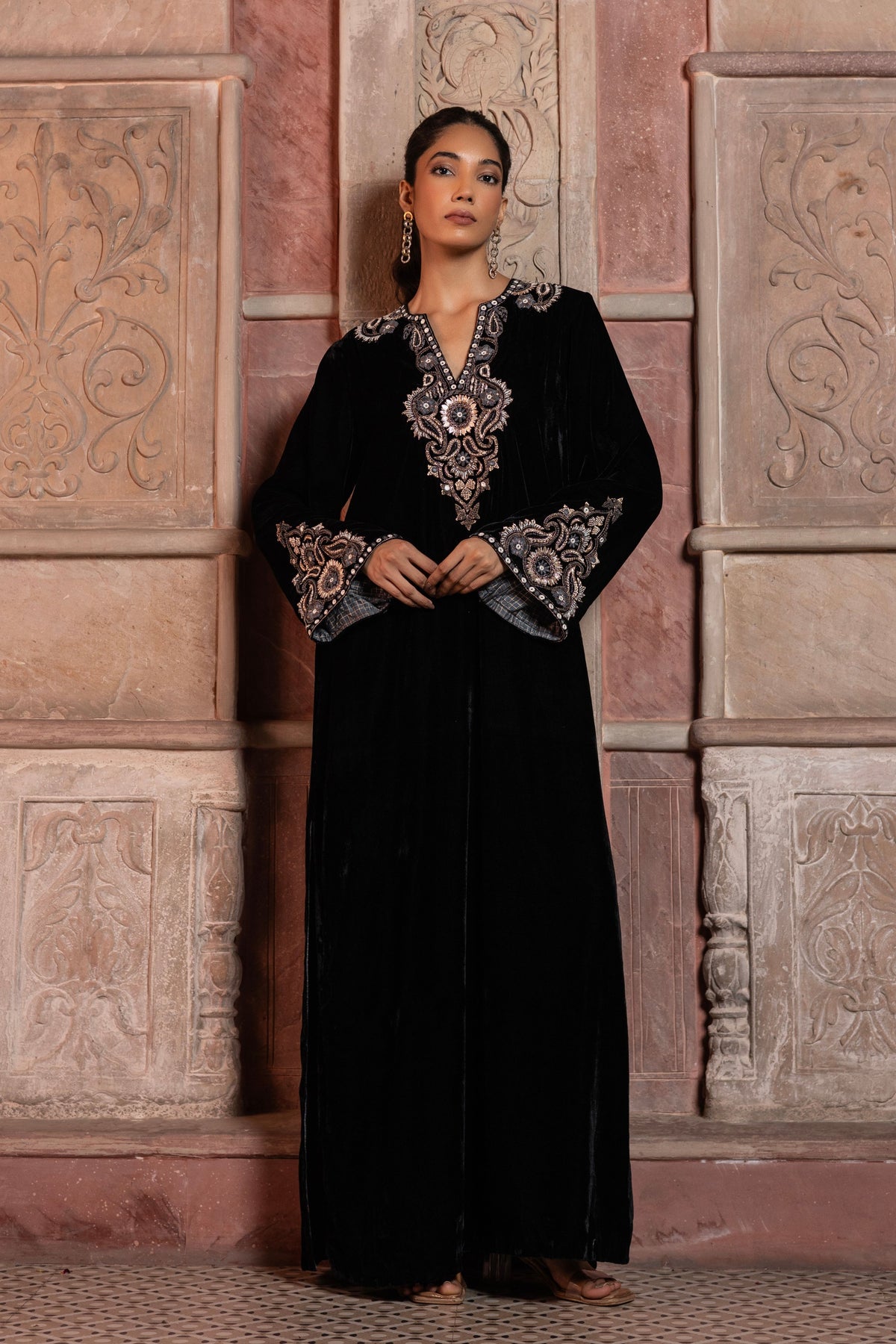 Black Embroidered Kaftan