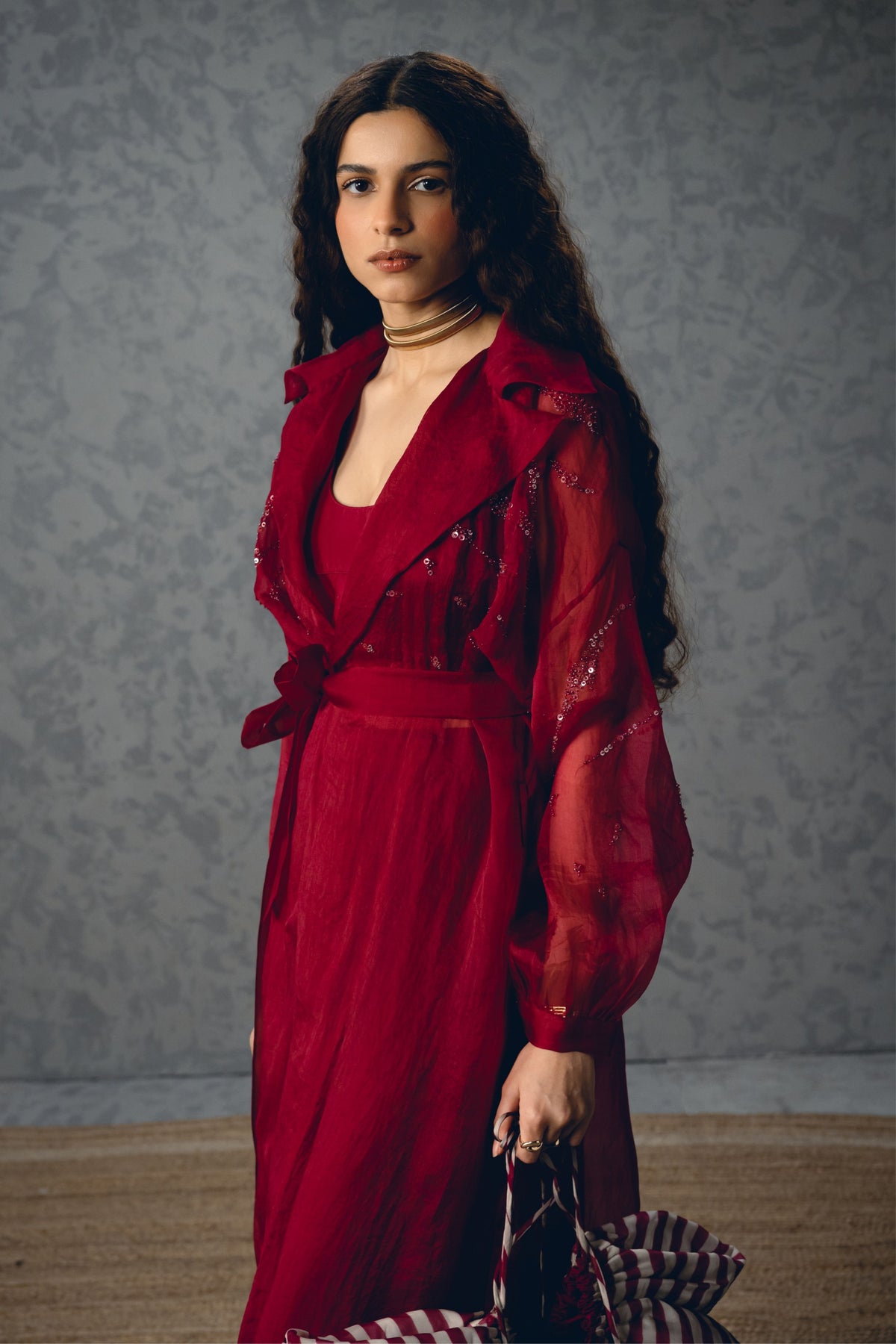Nami Maroon Jacket Set