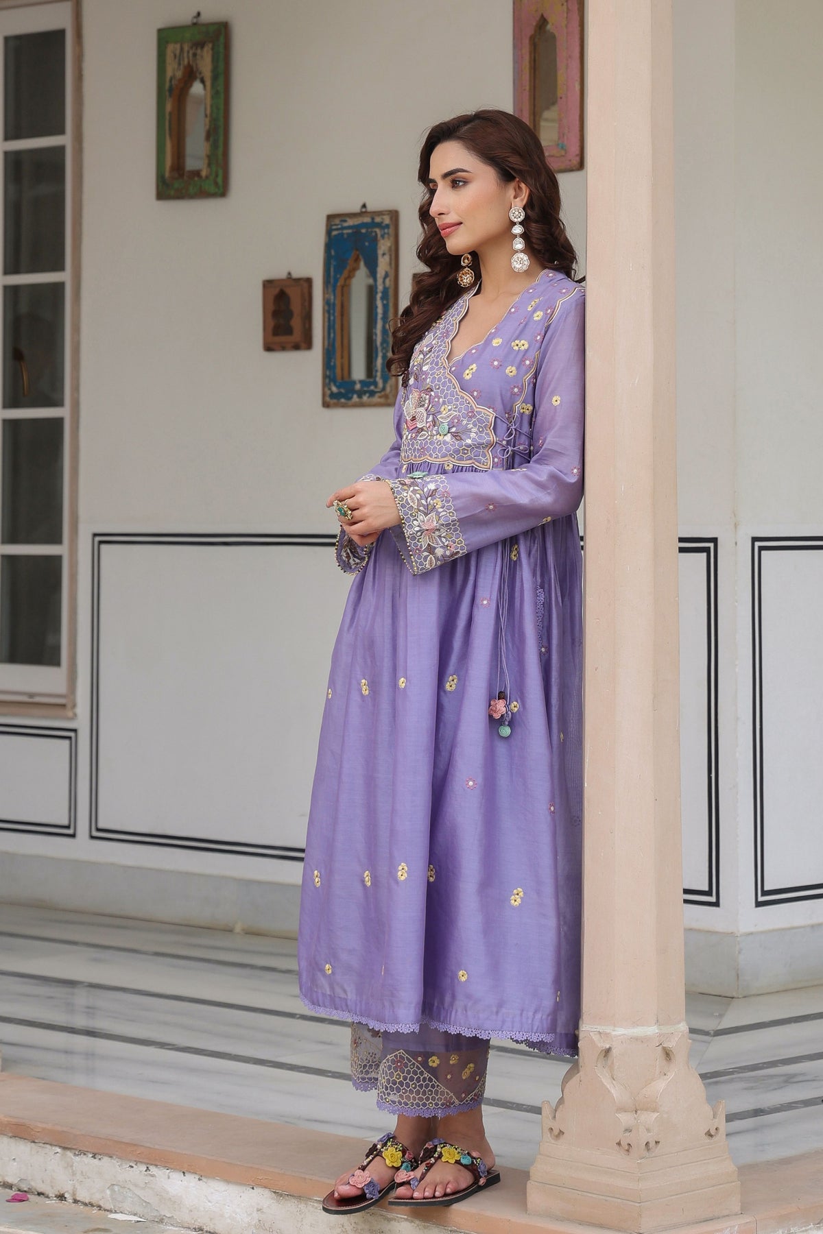 Gulzar Lilac Frockstyle Kurta Set