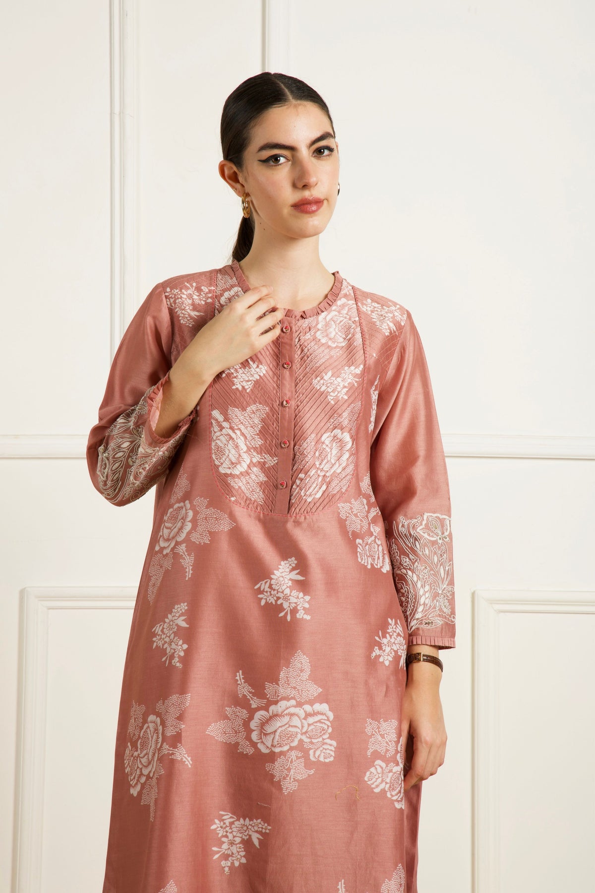 Almond Discharge Print Kurta Set