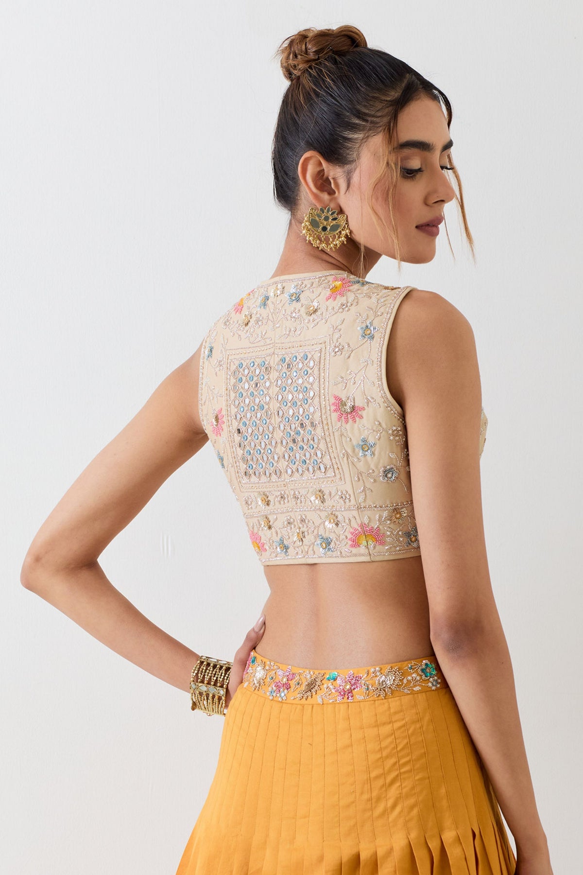 Chanderi Silk  Top and Skirt Set