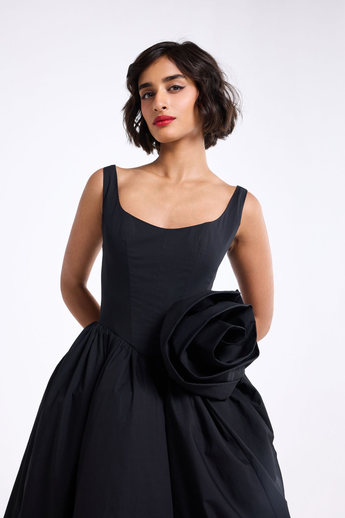 Black U-Neck Midi
