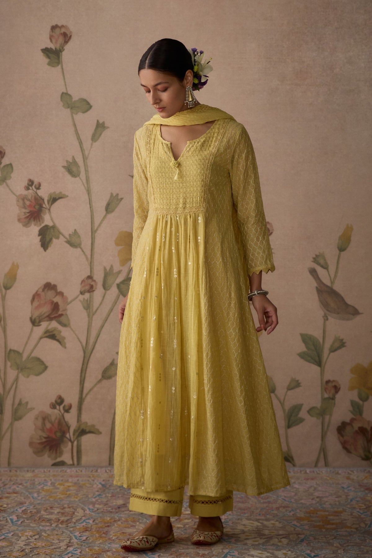 Lemon Yellow A-line Kurta Set