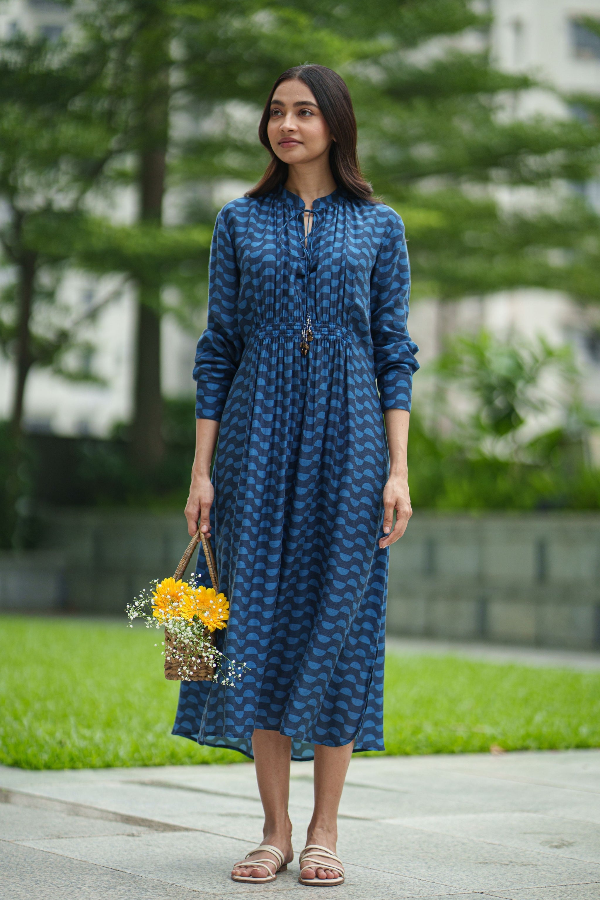 GATHER DRESS blue wave XL