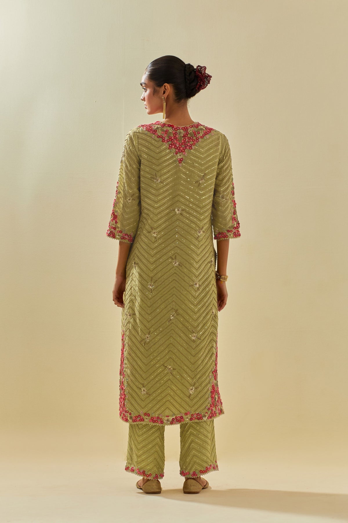 Green Tissue Chanderi Kurta Set