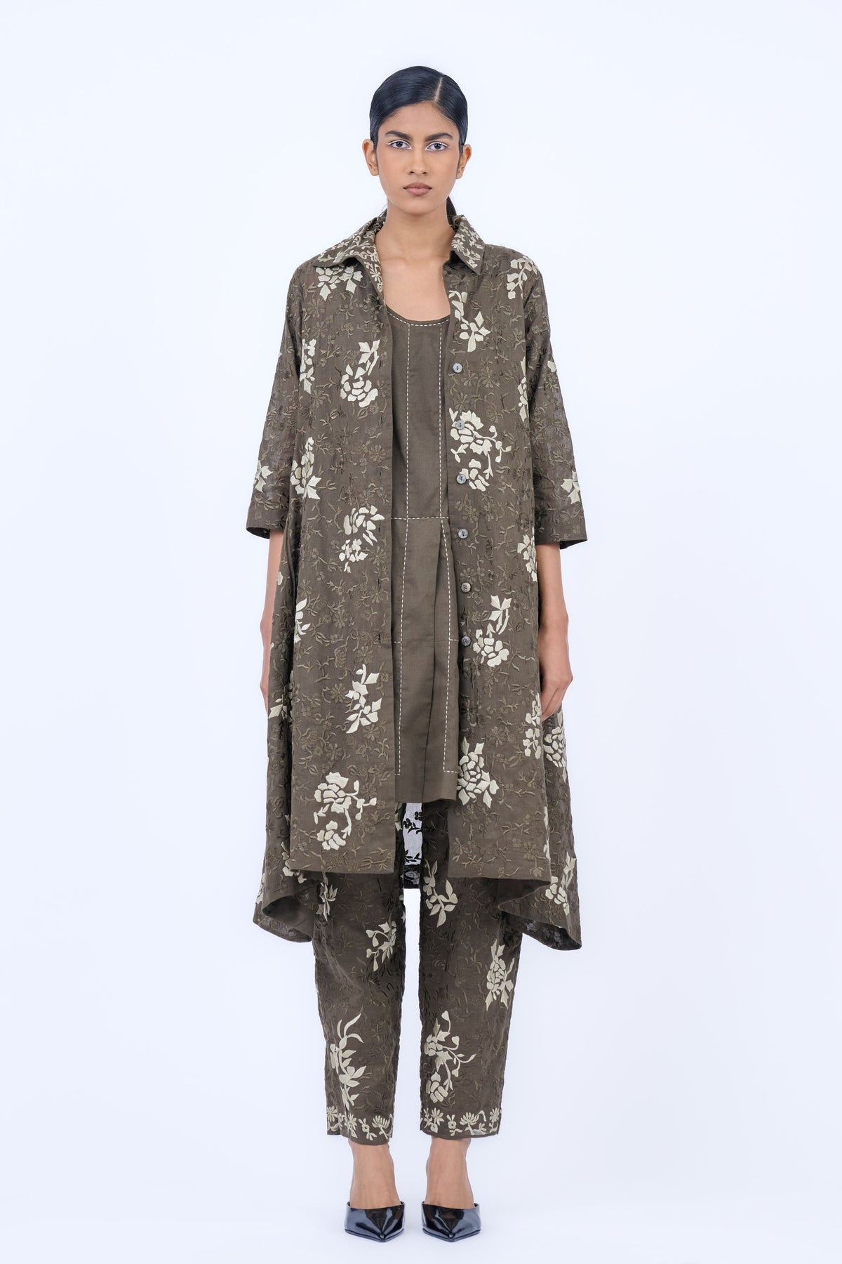 Khaki Threadwork Jacket