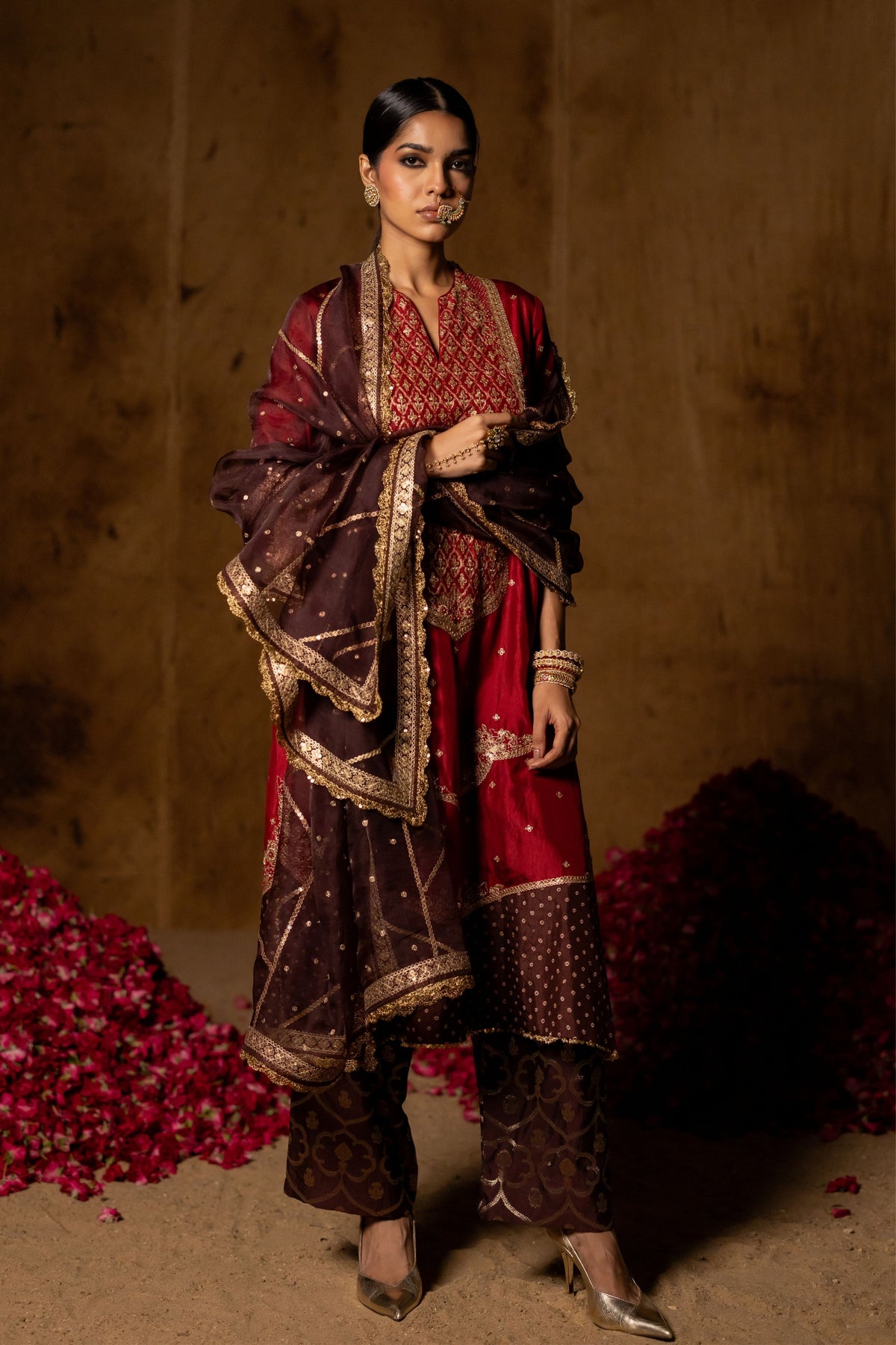 Brown Organza Dupatta