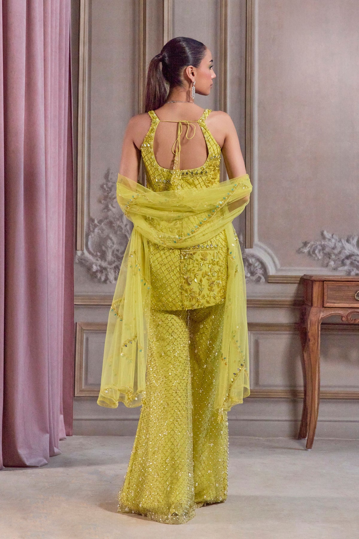 Neon Green Short Kurta Set