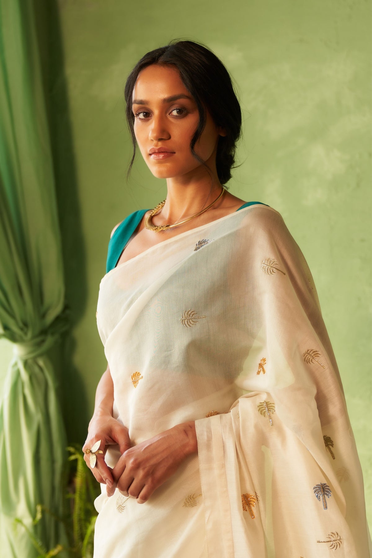 Peacock Green Saree Set