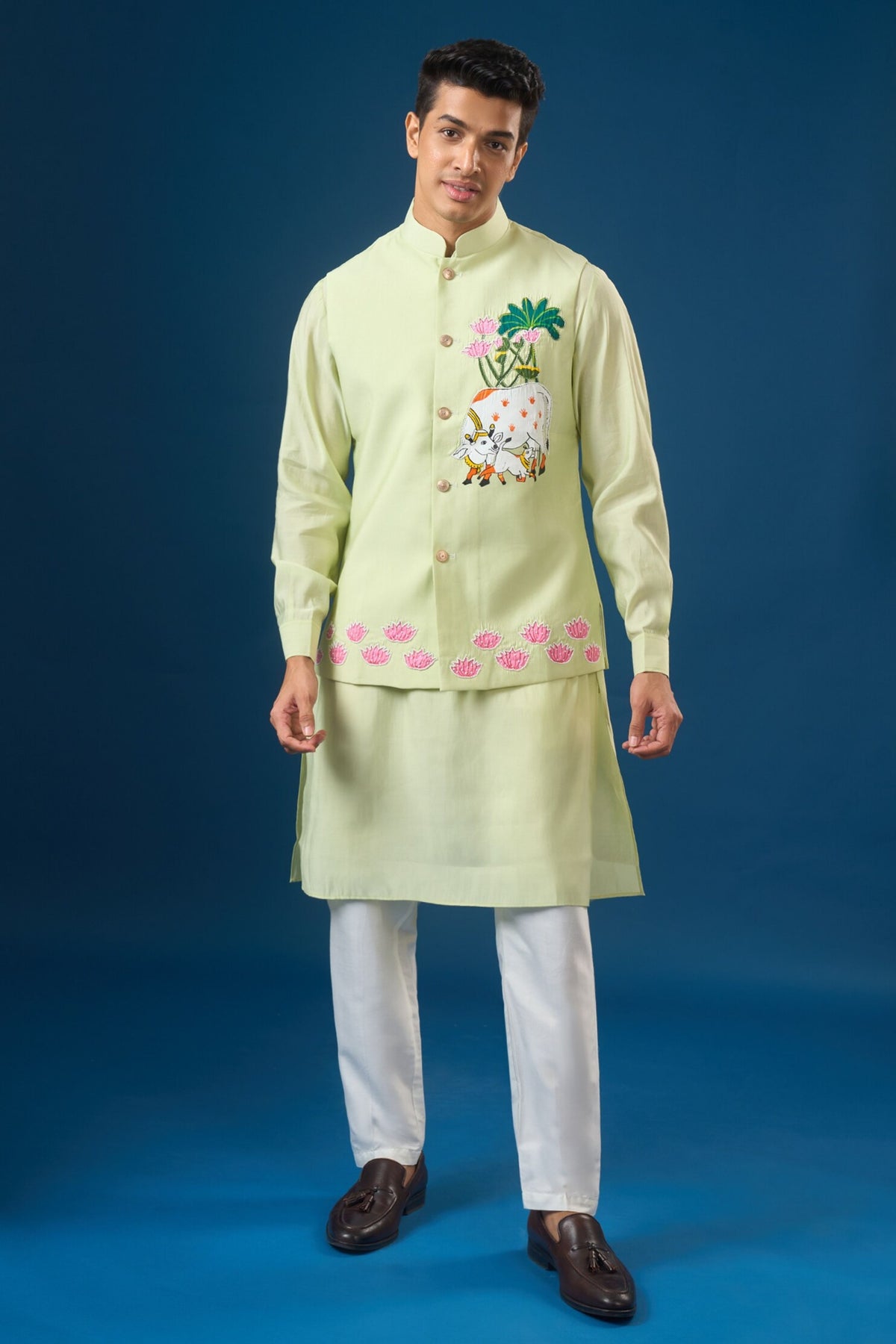 Pista Green Kurta-bundi Set