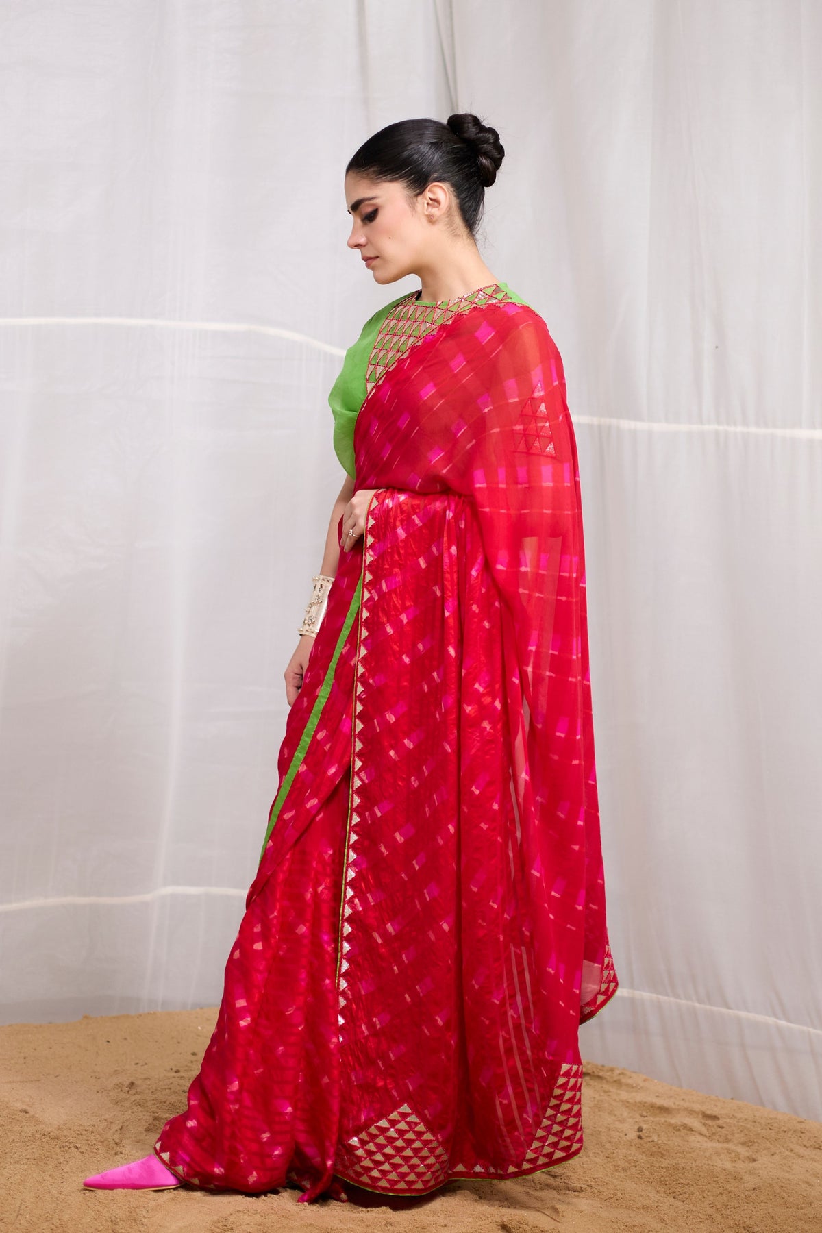 Red Ret Saree Set