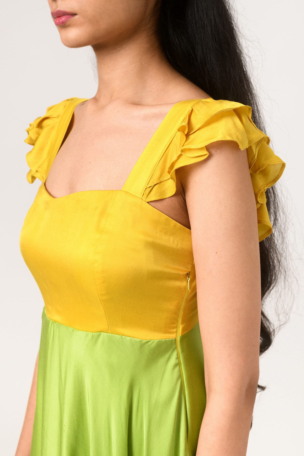 Yellow green umbrella dress