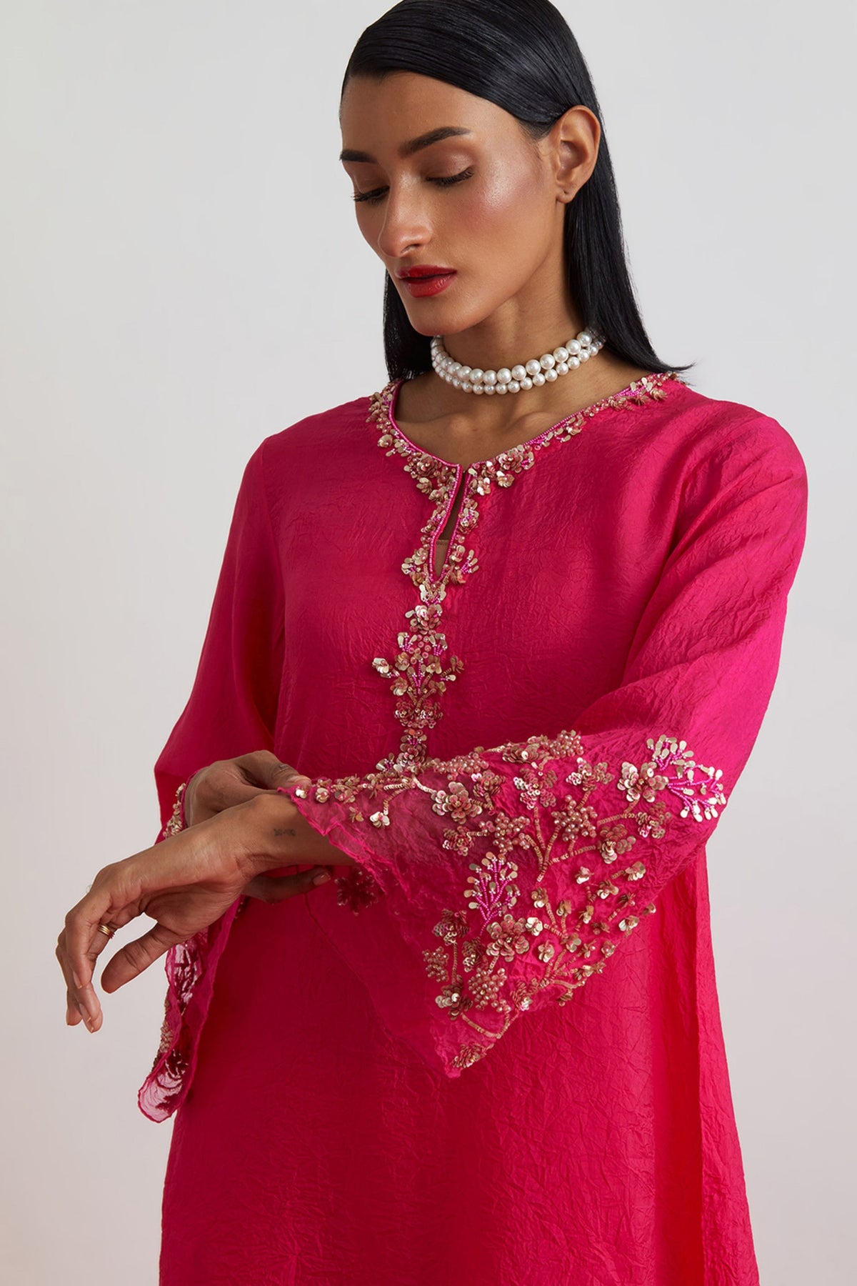 Embroidered Beaded Tunic Set