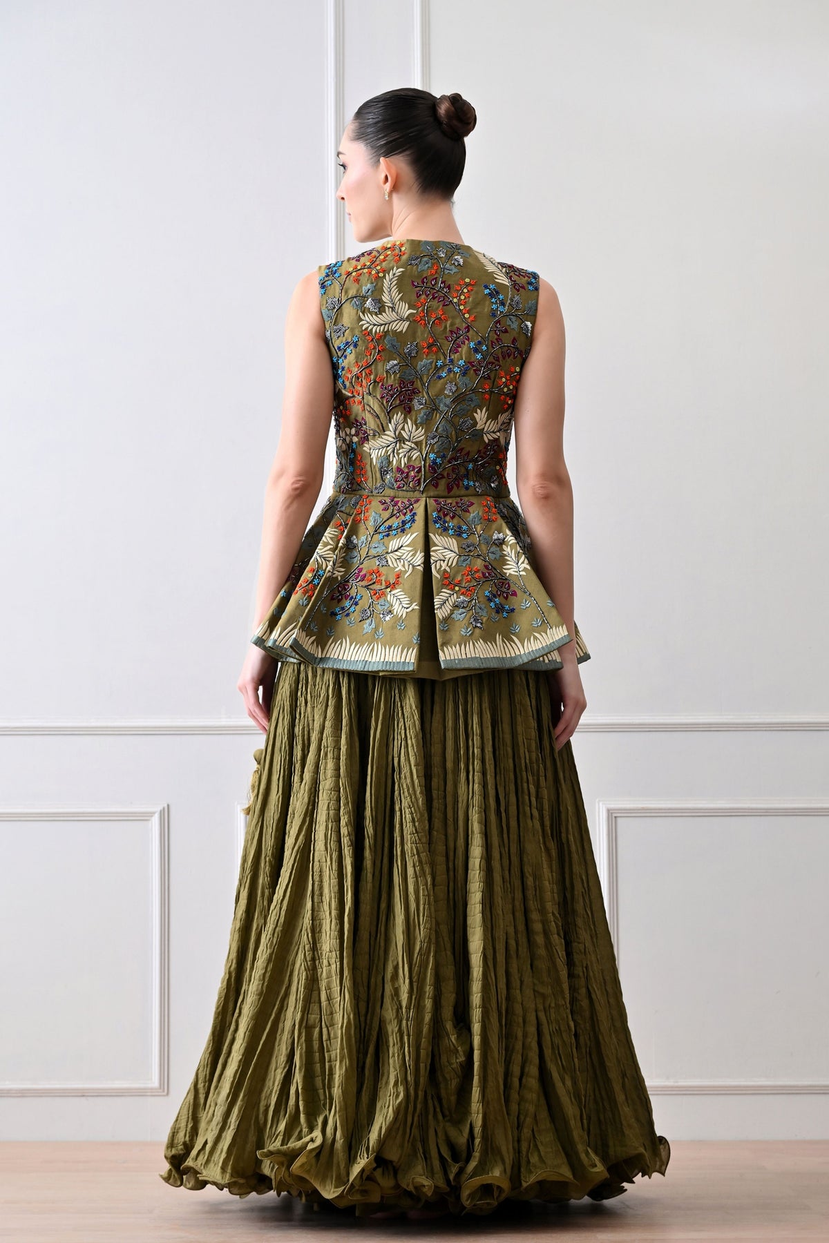 Olive Peplum Skirt Set