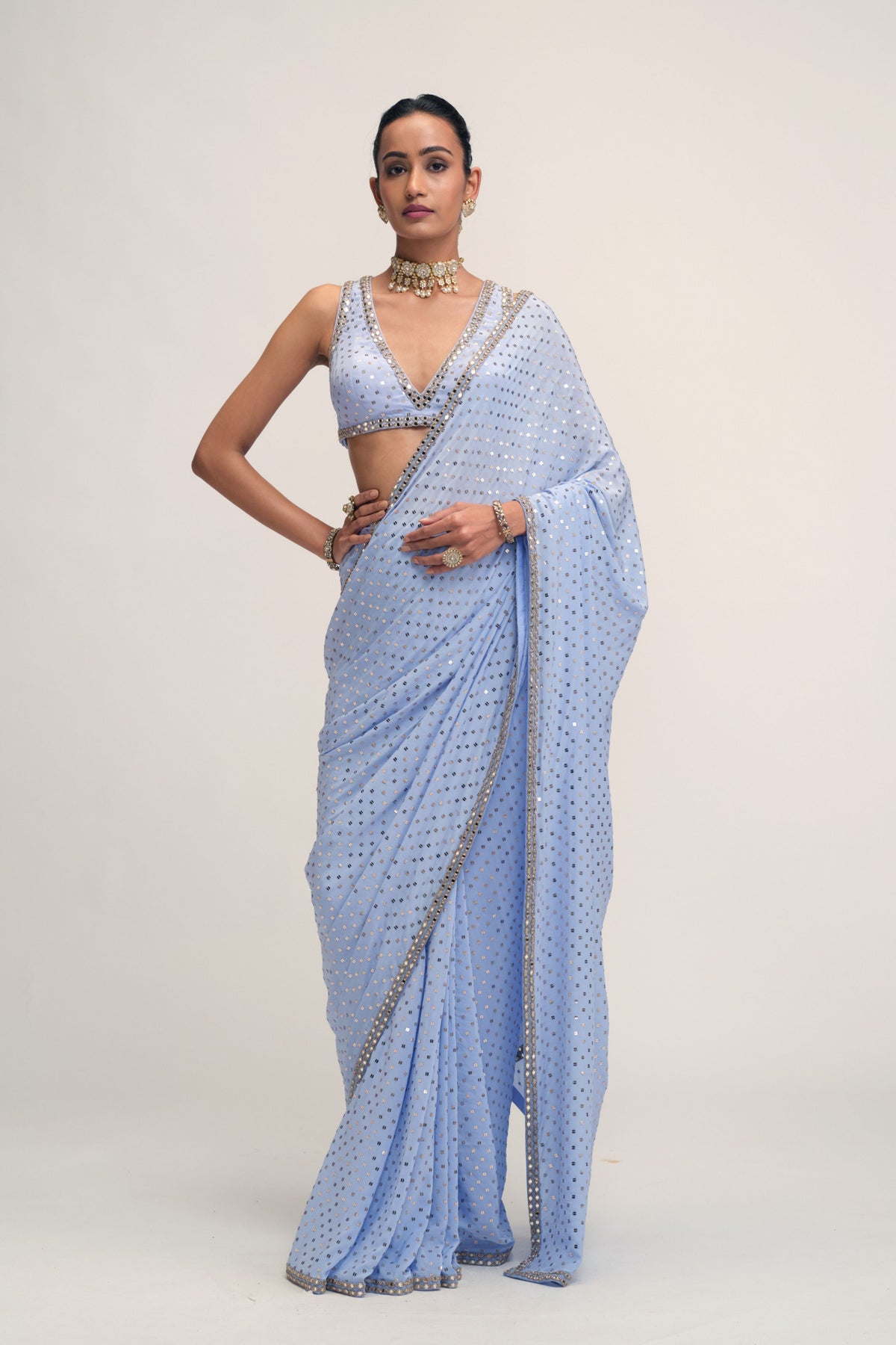 Dew Embroidered Saree Set
