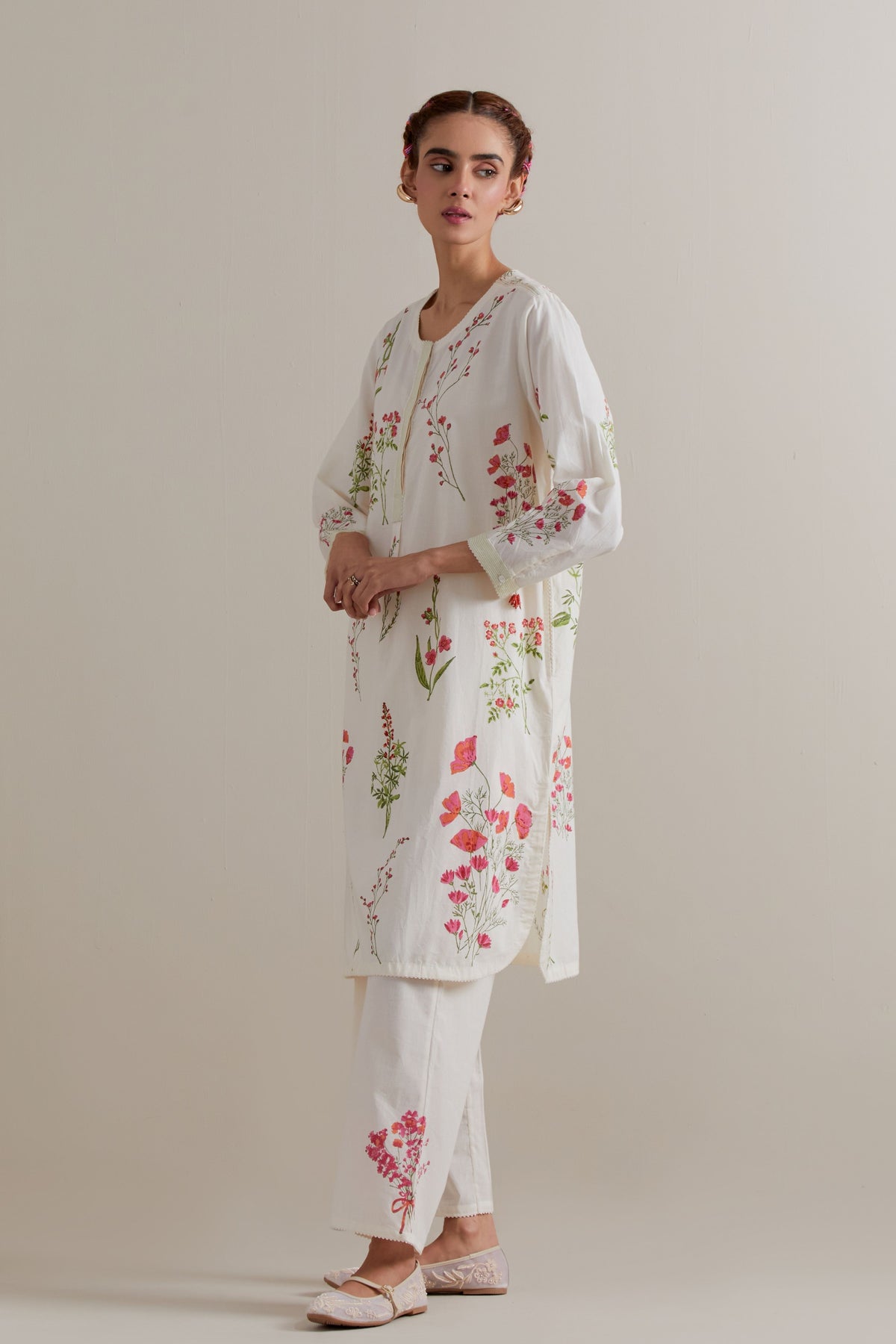 Pink Green Short Kurta