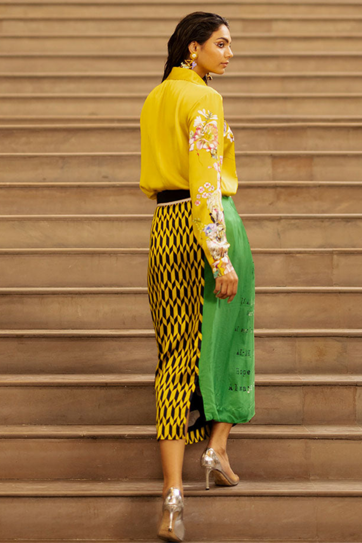 Floral Print Shirt With Wrap Skirt